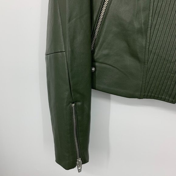 Blank NYC Jacket Green Faux Leather Moto Zip Forever And A Day - Picture 6 of 12